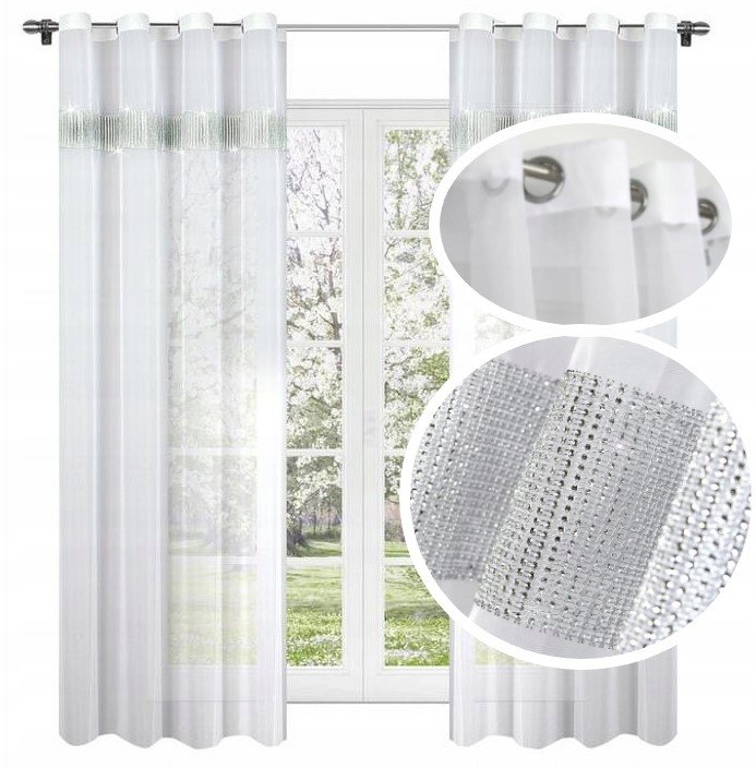 FIRANA GOTOWA Z CYRKONIAMI FIRANKA WOAL na PRZELOTKACH 145x250 cm