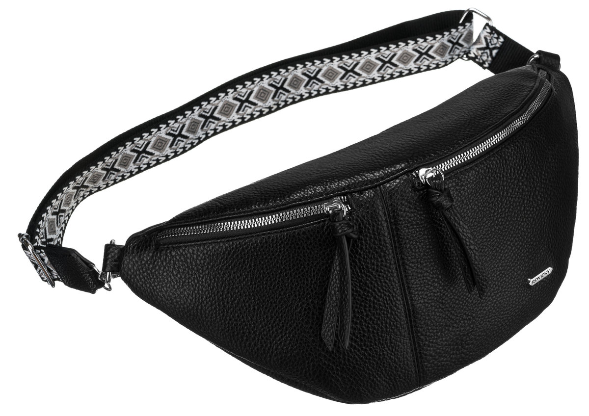 Nerka eko damska Rovicky crossbody saszetka na ramię miejska torebka na biodra, czarny