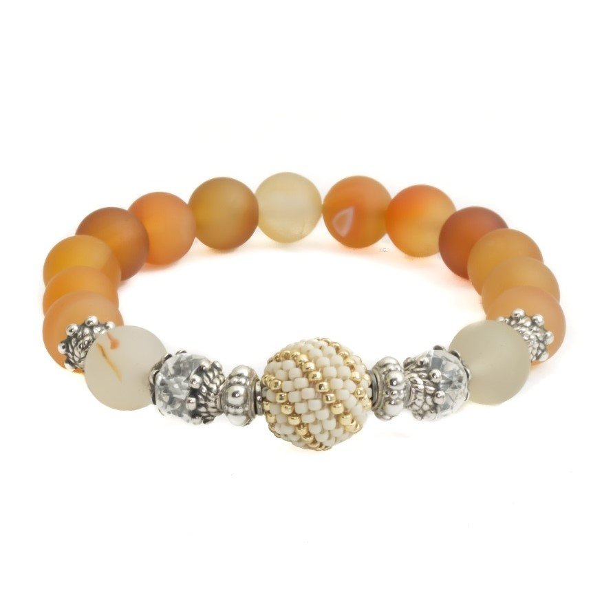 Bransoletka z karneolem, srebro 925, elastyczna / JG. Projekt