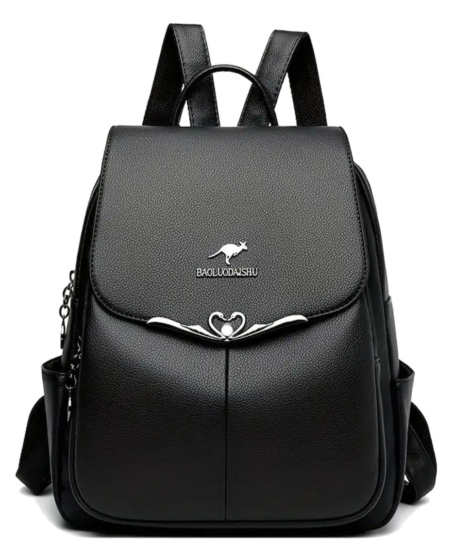 Plecak damski czarny skórzany elegancki ekoskóra miejski łabędzie