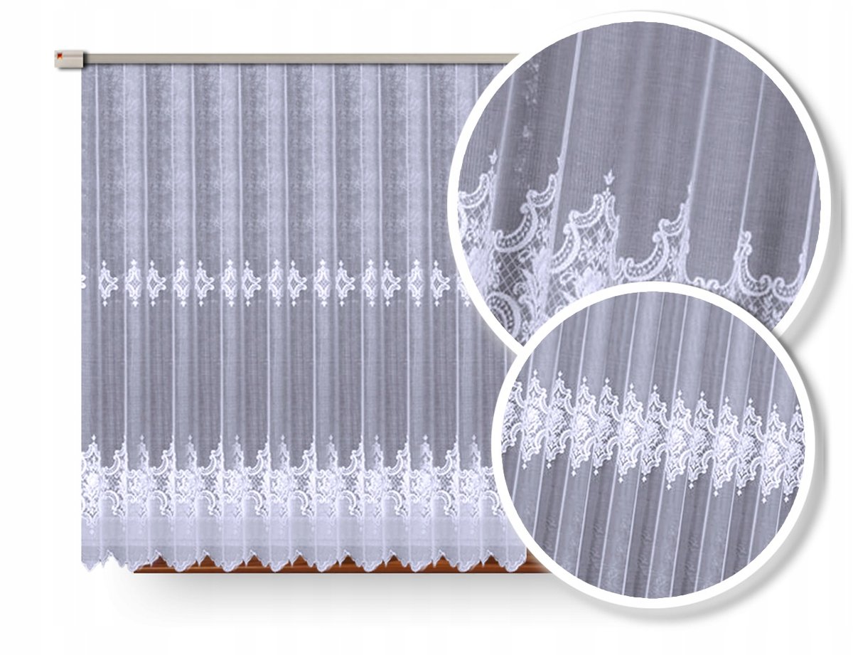 FIRANKA FIRANA ŻAKARDOWA 618495/160 BIAŁA ZE WZOREM PASOWYM