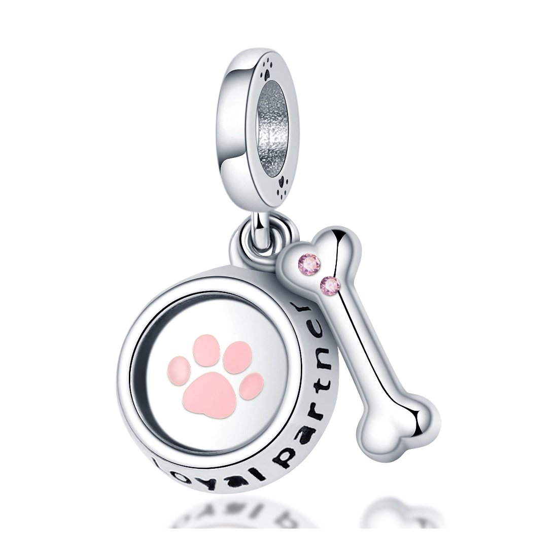 Charms Zawieszka SREBRO 925 koralik do PANDORA Miska Psa i Kość