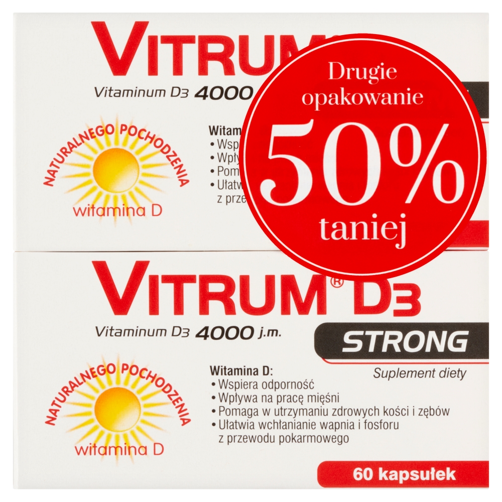 Suplement diety, Vitrum D3 Strong 4000 duopack Witamina D, 2x 60kaps.