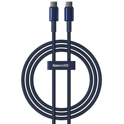 Kabel 100W 5A 1m USB-C - USB-C Baseus Tungsten Glod niebieski