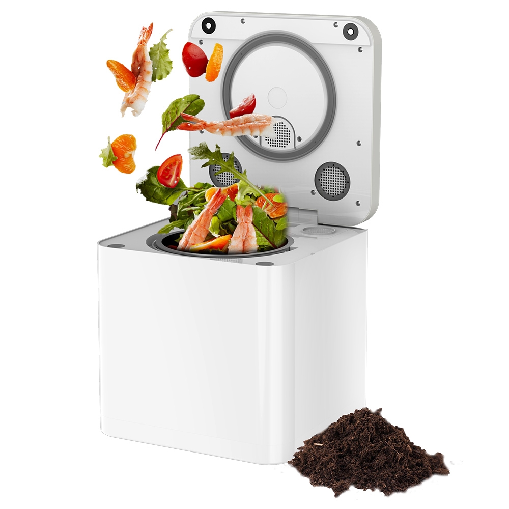 Kompostownik kuchenny BEECO HQD-314Pro, pojemność 3,3L, zamienia odpadki w naturalny nawóz, wbudowane światło UVC - Biały