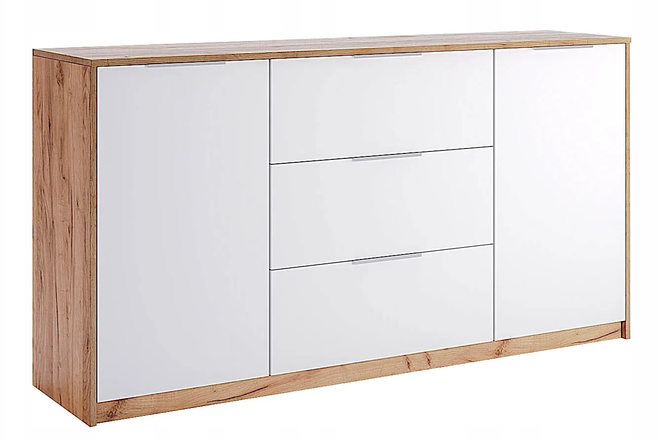 Komoda z szufladami i półkami dąb craft + biały 160 cm A1-R71