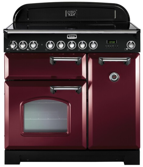 Kuchnia z płytą ceramiczną FALCON Classic Deluxe 90 Żurawinowy chrom