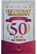 Karnet Certyfikat Urodzinowy 50 urodziny damskie