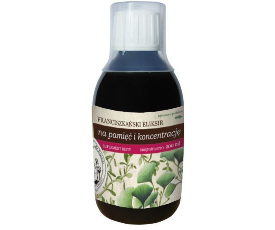 Franciszkański ELIKSIR NA PAMIĘĆ I KONCENTRACJĘ 250ml Herbarium św. Franciszka