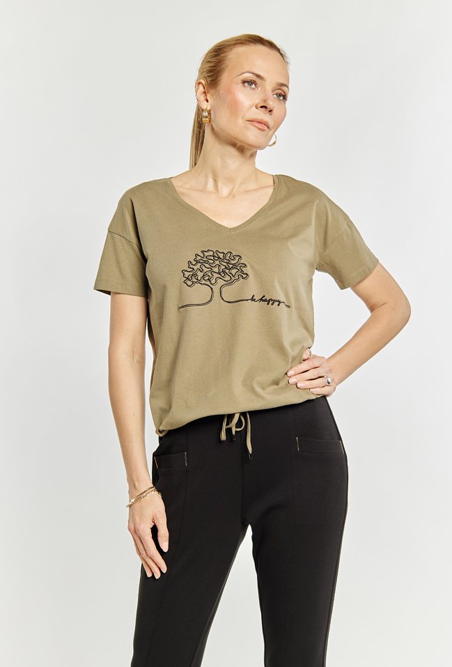 T-shirt z haftowanym wzorem - Monnari