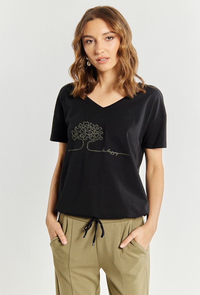 T-shirt z haftowanym wzorem - Monnari