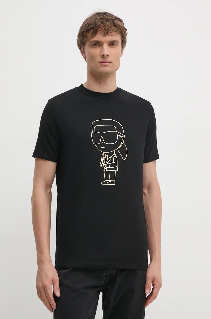 Karl Lagerfeld t-shirt męski kolor czarny z nadrukiem 544221.755057