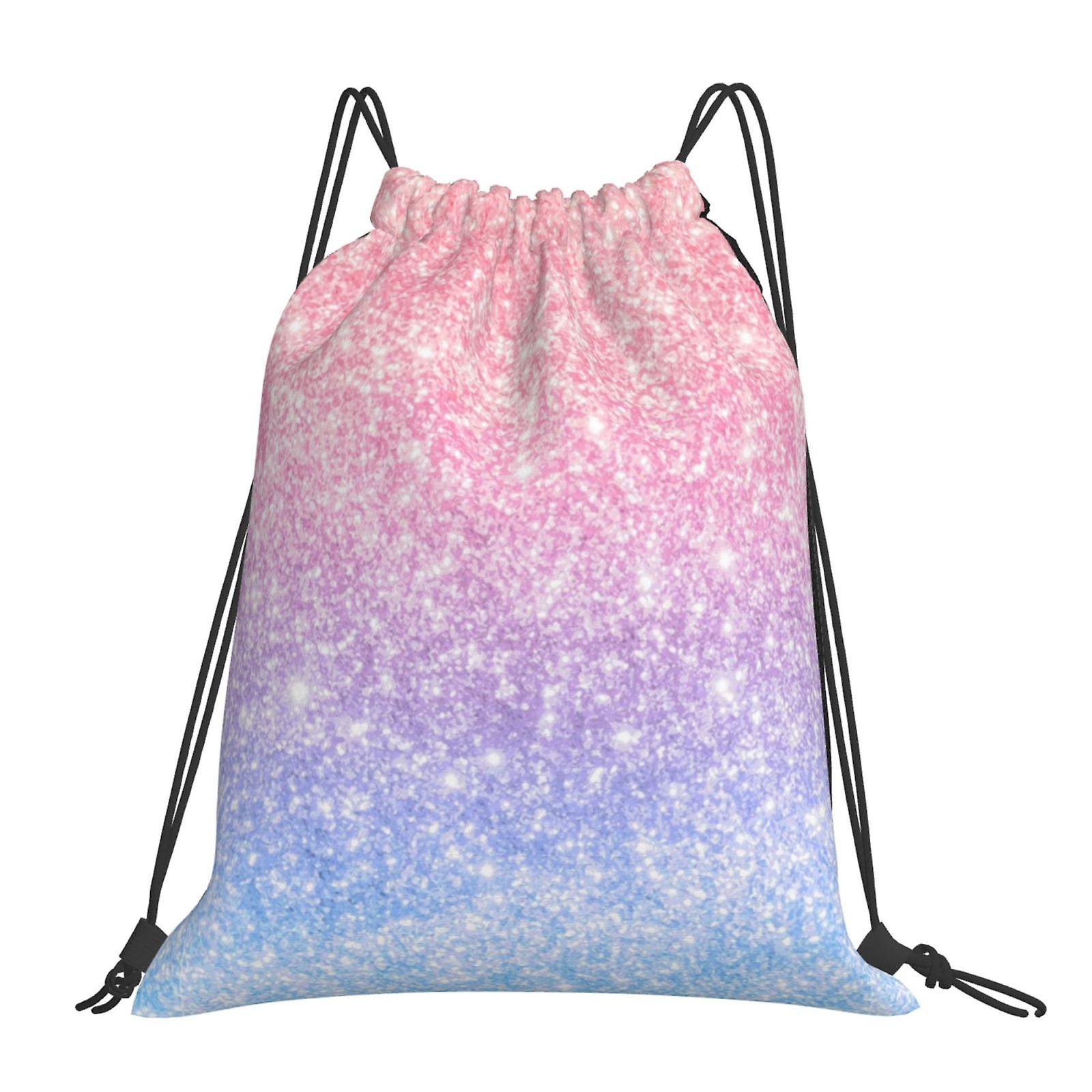 Pastelowy kolor Rainbow Glitter Plecak ze sznurkiem Wodoodporna torba gimnastyczna do podróżowania na imprezy Przechowywanie sportowe