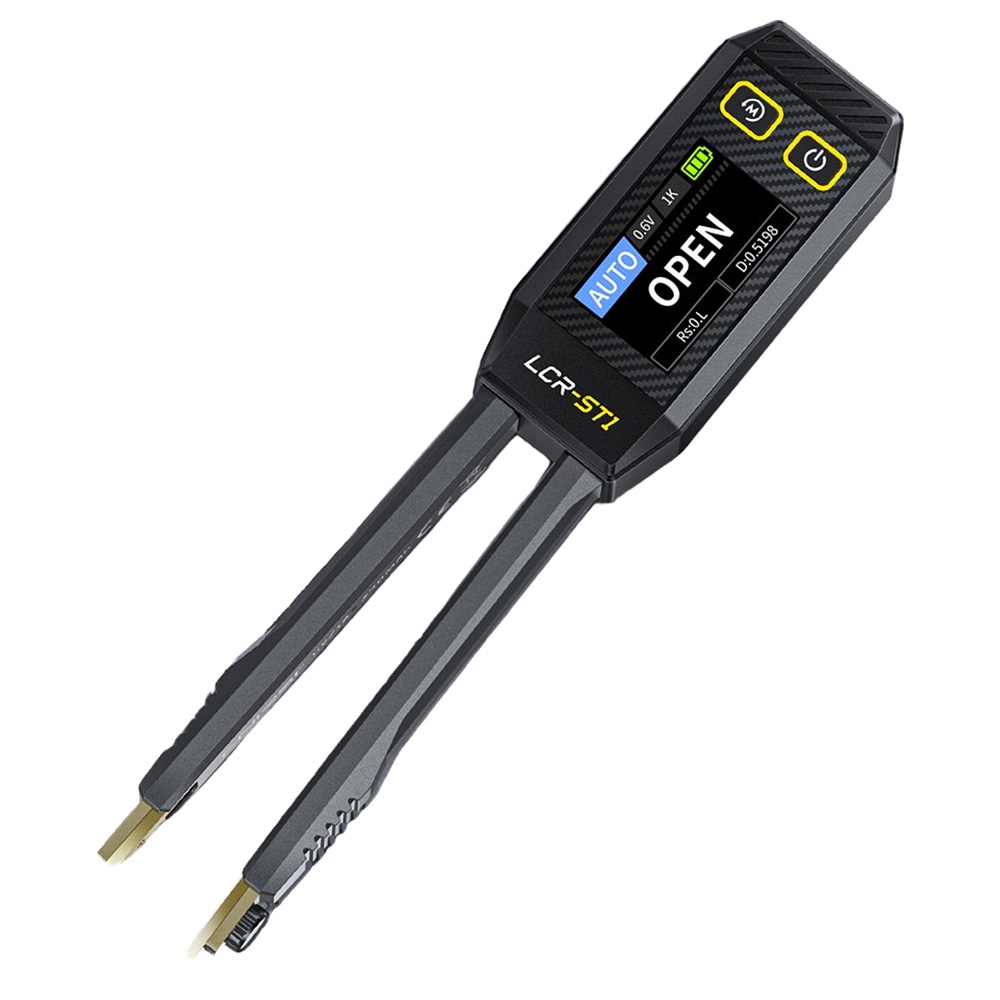 Mini inteligentna pęseta FNIRSI LCR-ST1 miernik LCR/miernik ESR, o częstotliwościach 100Hz, 1kHz, 10kHz - Czarny