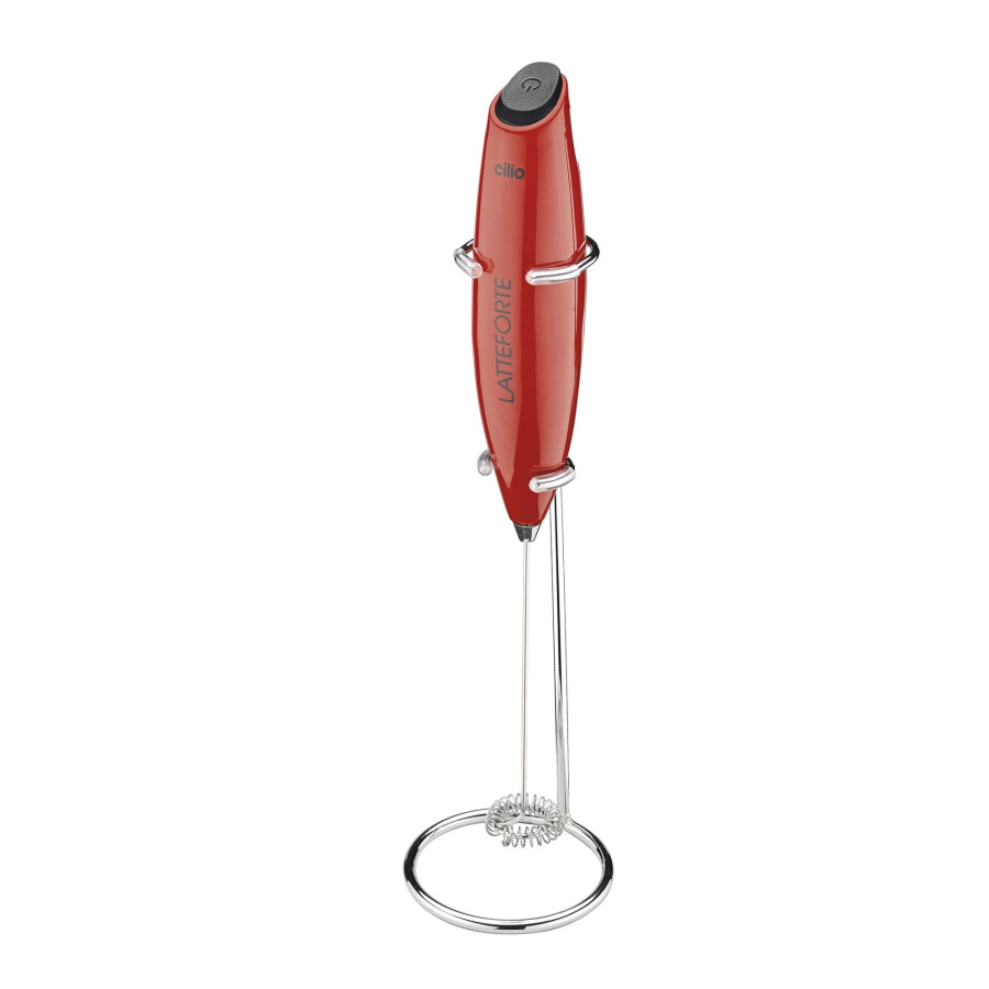 Spieniacz do mleka na stojaku, 23 cm, czerwony CI-103212
