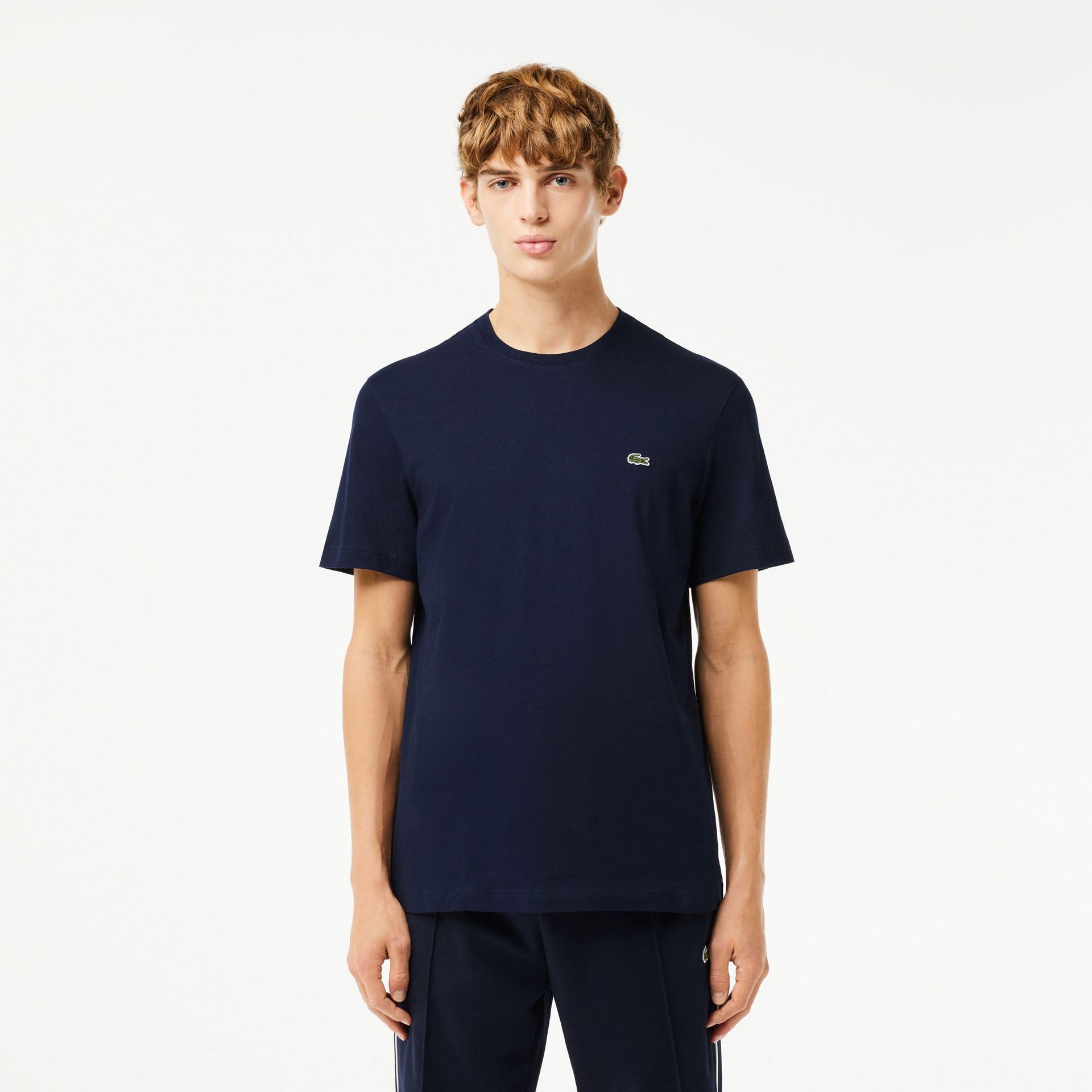 Lacoste Męski T-shirt bawełniany z okrągłym dekoltem