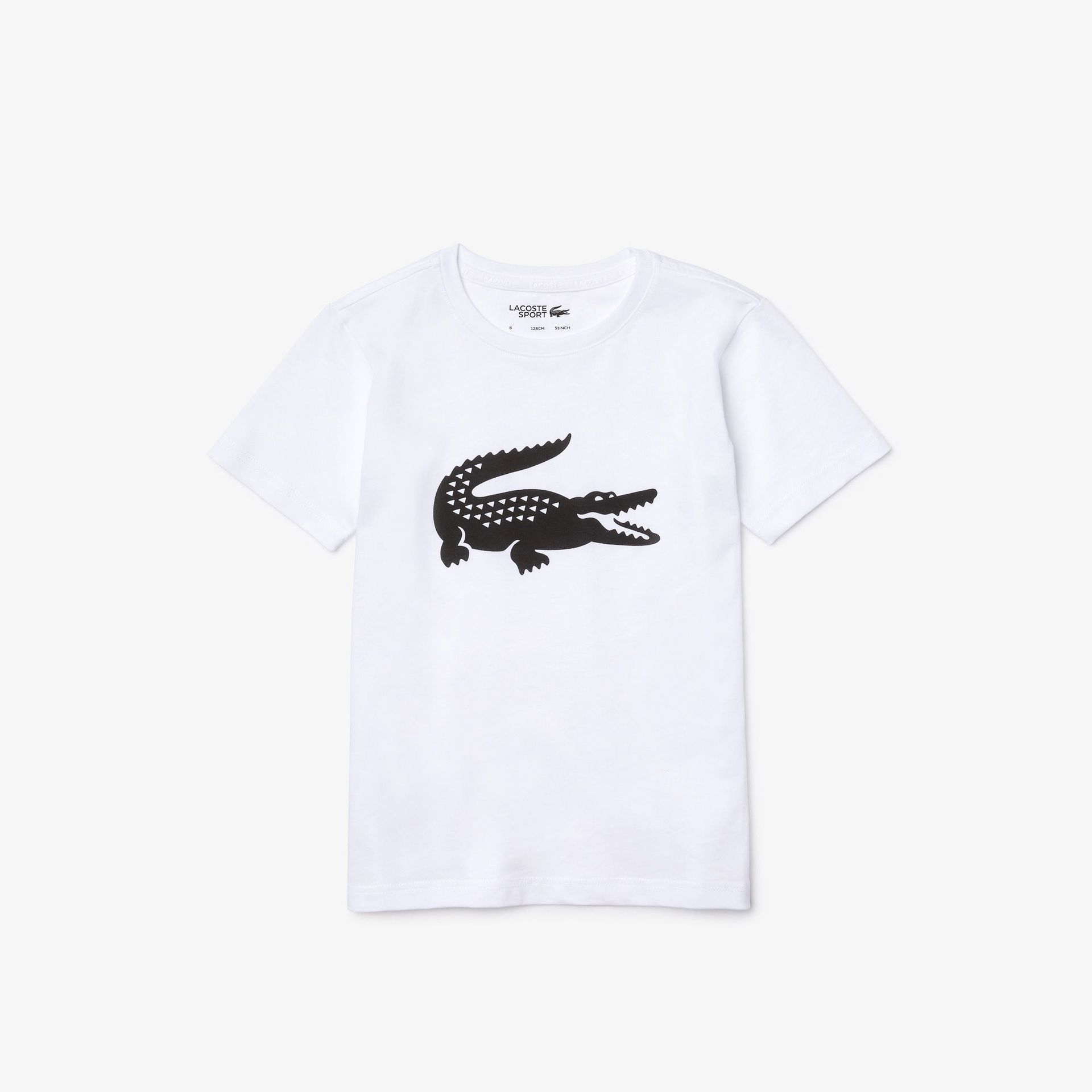 Lacoste Sport Çocuk Bisiklet Yaka Baskılı Beyaz T-Shirt