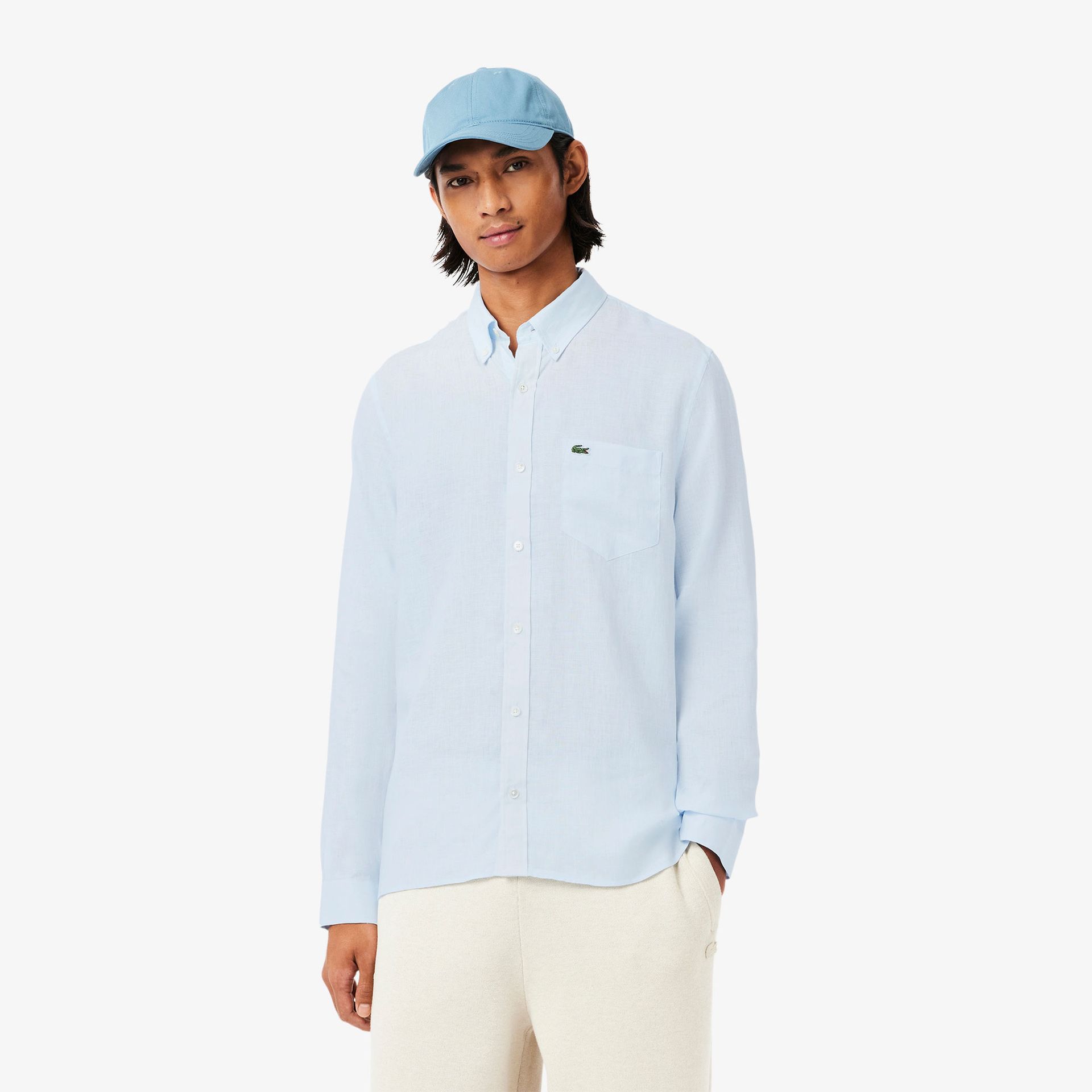 Lacoste Erkek Regular Fit Düğmeli Yaka Mavi Gömlek