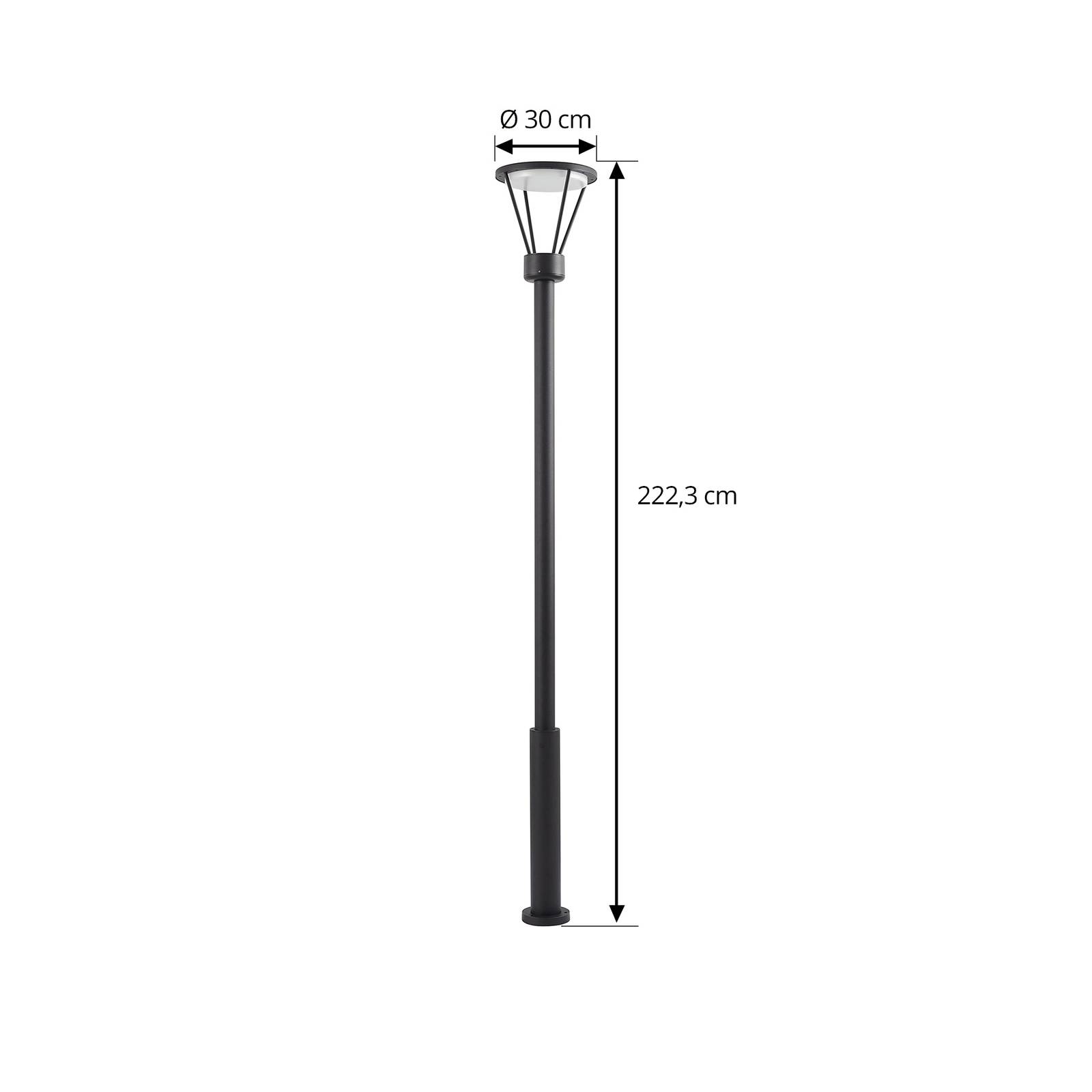 Lampa zewnętrzna Lucande LED Elario, 222 cm, czarna, aluminium