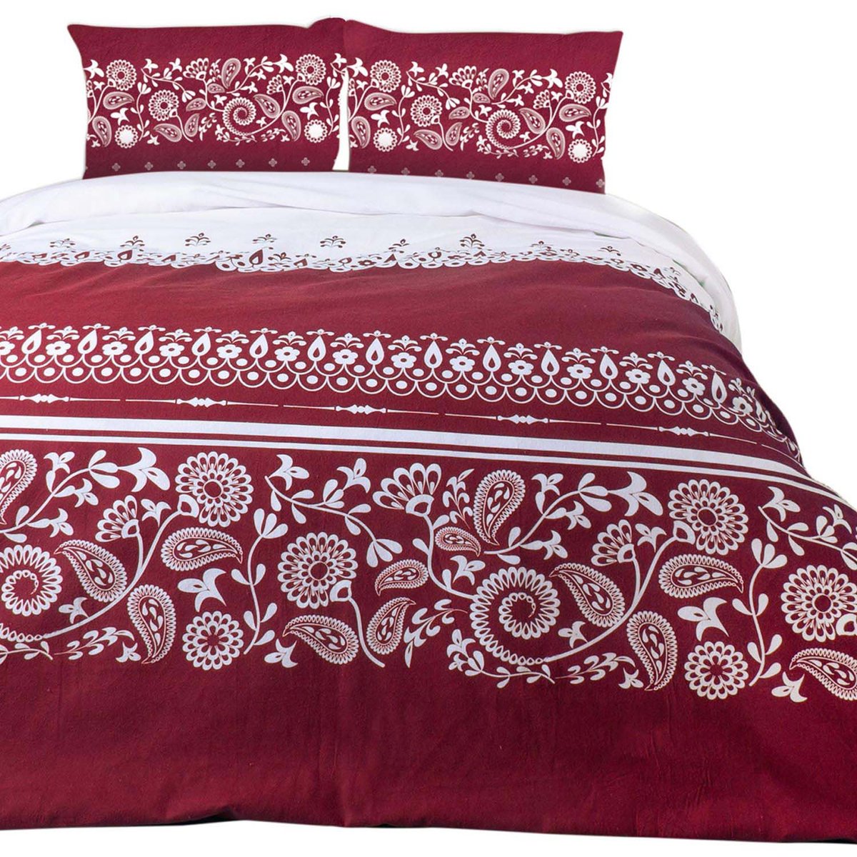 Pościel Flanelowa 140X200 Darymex Biała Bordowa Paisley