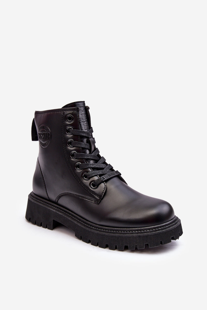 Botki Skórzane Sznurowane Czarne Big Star MM274375-39