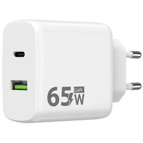 Ładowarka sieciowa WG GaN, 2xUSB, USB-C PD 65W+USB-A QC3.0 18W + USB-C kabel 1m (12157)