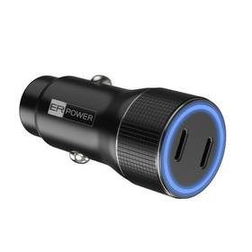 Zasilacz samochodowy ER Power 2x USB-C, 40 W, PD, QC 3.0 (ERPW40PDC2) Czarny