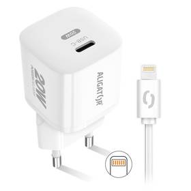 Ładowarka sieciowa Aligator Power Delivery 20W, USB-C + kabel pro Apple (CHPD0018) Biała