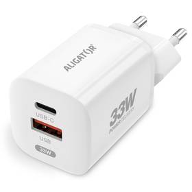 Ładowarka sieciowa Aligator Power Delivery 33W, USB-C + USB-A (CHPD0020) Biała