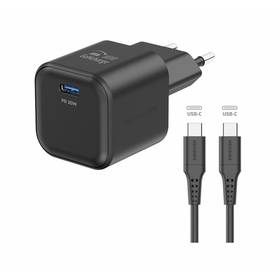 Ładowarka sieciowa Swissten GAN 1x USB-C 20W PD + Datový kabel USB-C/USB-C 1,2 M (22070130) Czarna
