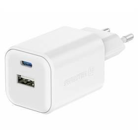 Ładowarka sieciowa Swissten GAN 1x USB-C 45W PD + 1x USB-A 18W QC (22071300) Biała