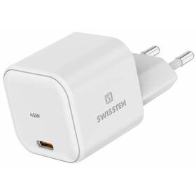 Ładowarka sieciowa Swissten GaN, 1x USB-C, 45 W, PD (22037010) Biała