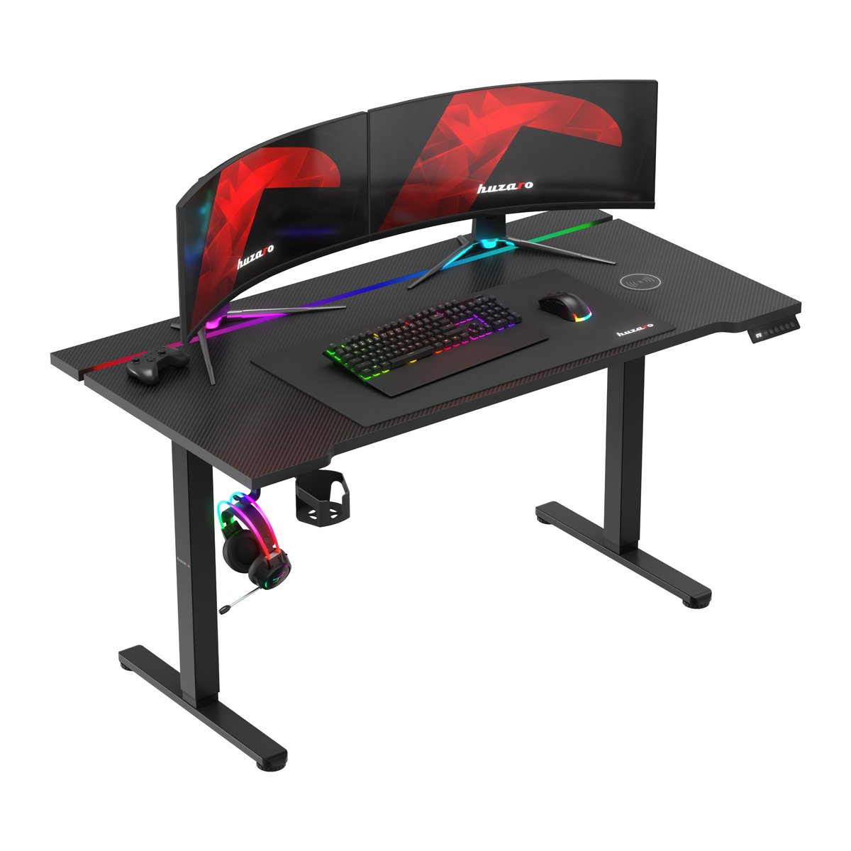 Biurko elektryczne Huzaro Hero 8.7, regulowane 72-118 cm, z systemem antykolizyjnym, podświetlenie RGB LED