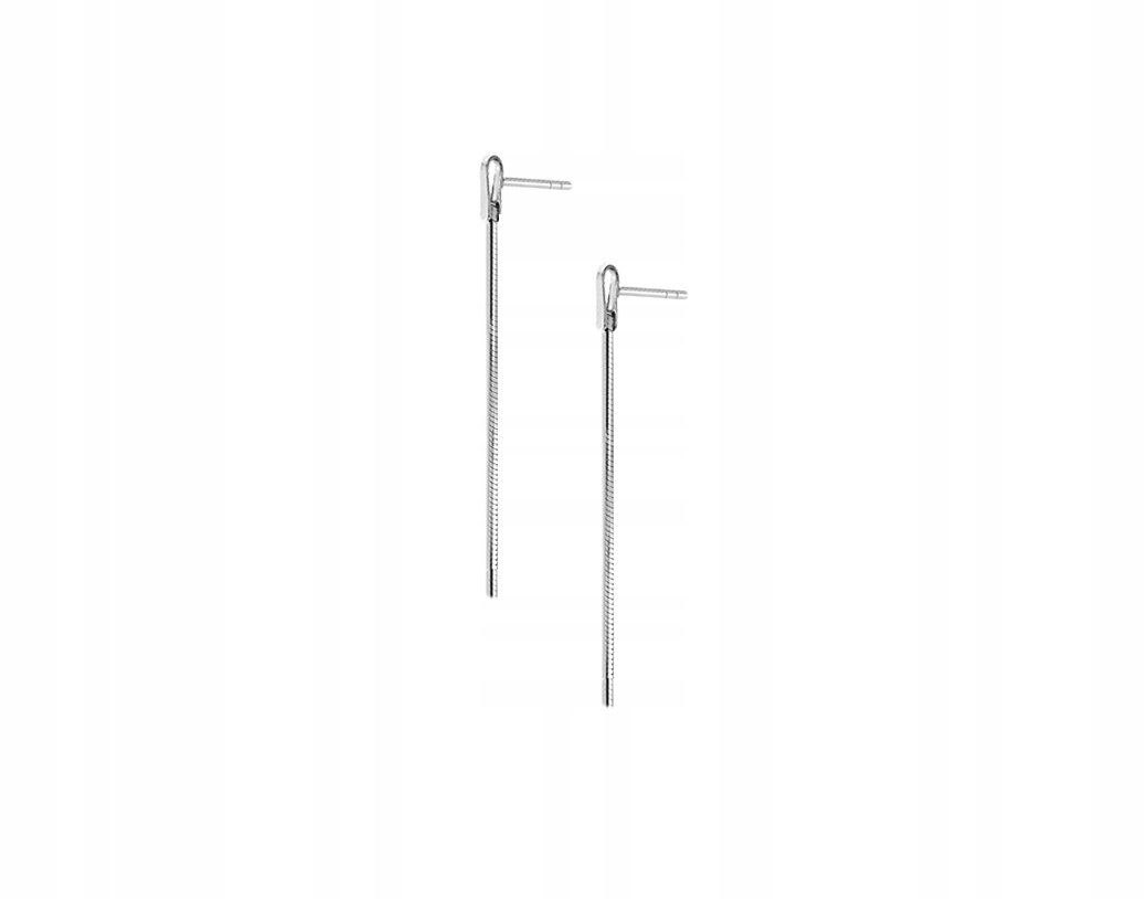 Srebrne Wiszące Kolczyki Łańcuszki Linie 3Cm 925