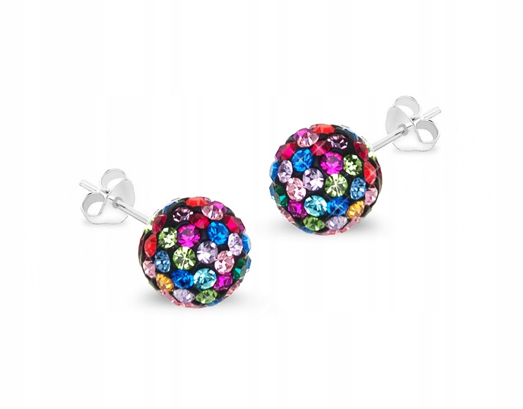 Kolczyki Kule Kulki 10Mm Swarovskiego Kolorowe 925