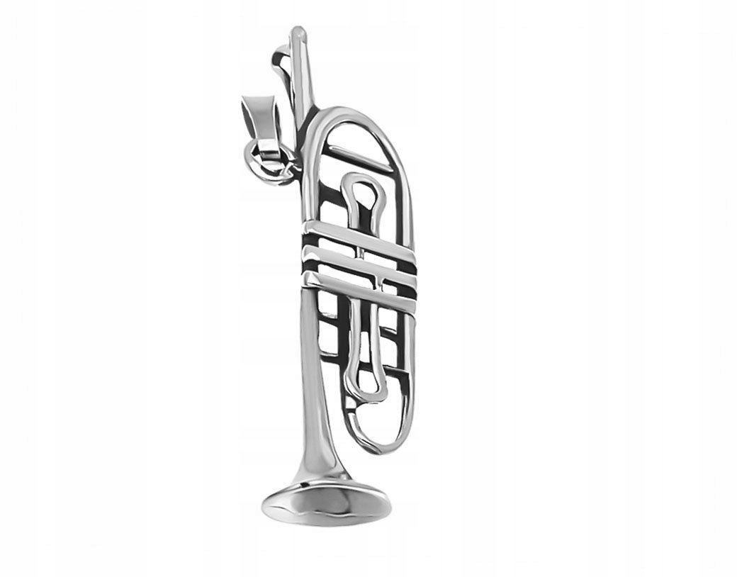Srebrny Wisiorek Duża Trąbka Instrument Srebro 925