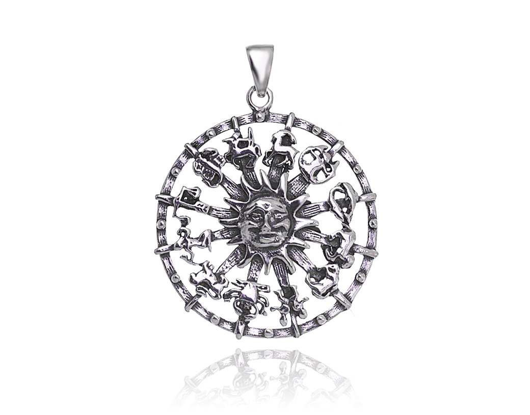 Srebrny Wisiorek Słońce Znaki Zodiaku Srebro 925