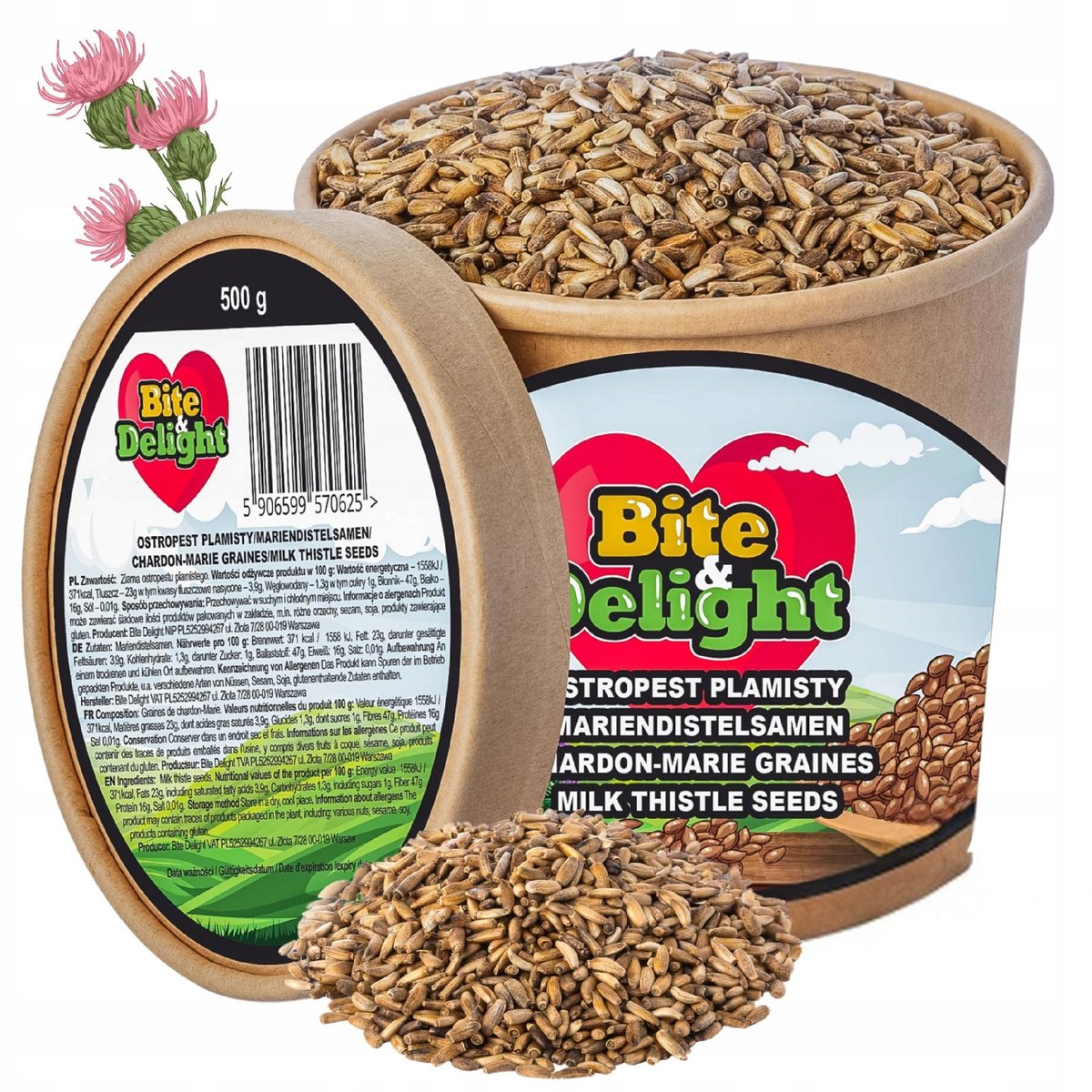 Ostropest plamisty ziarno 500g na wątrobę na oczyszczenie świeży eko pack