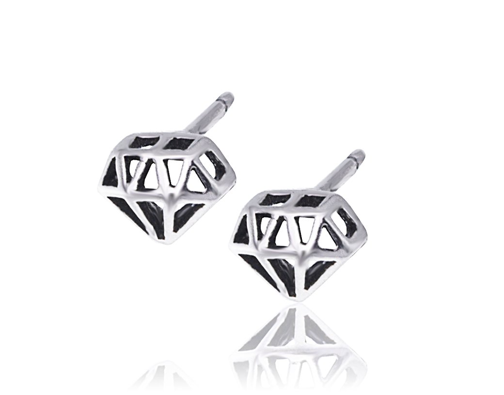 Srebrne Kolczyki Diamenty Diament Diamencik 925