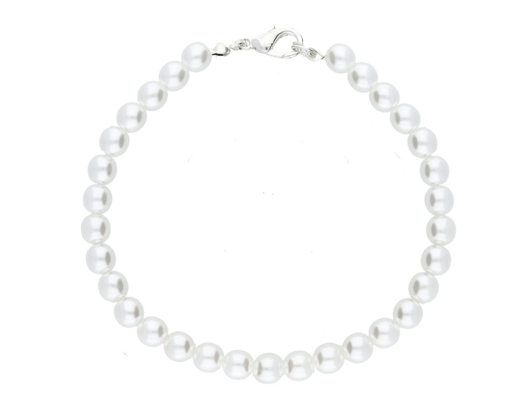 Srebrna Bransoletka Damska Perły Perełki 6Mm 19Cm