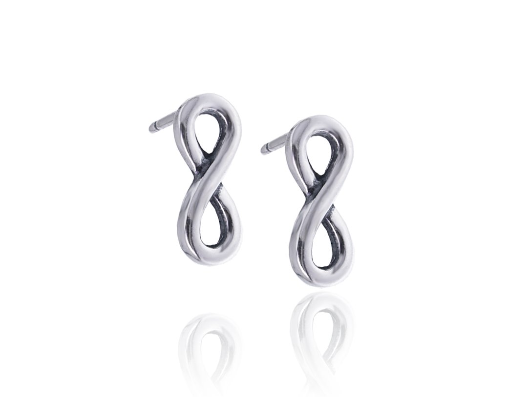 Srebrne Kolczyki Znak Nieskończoność Infinity 925