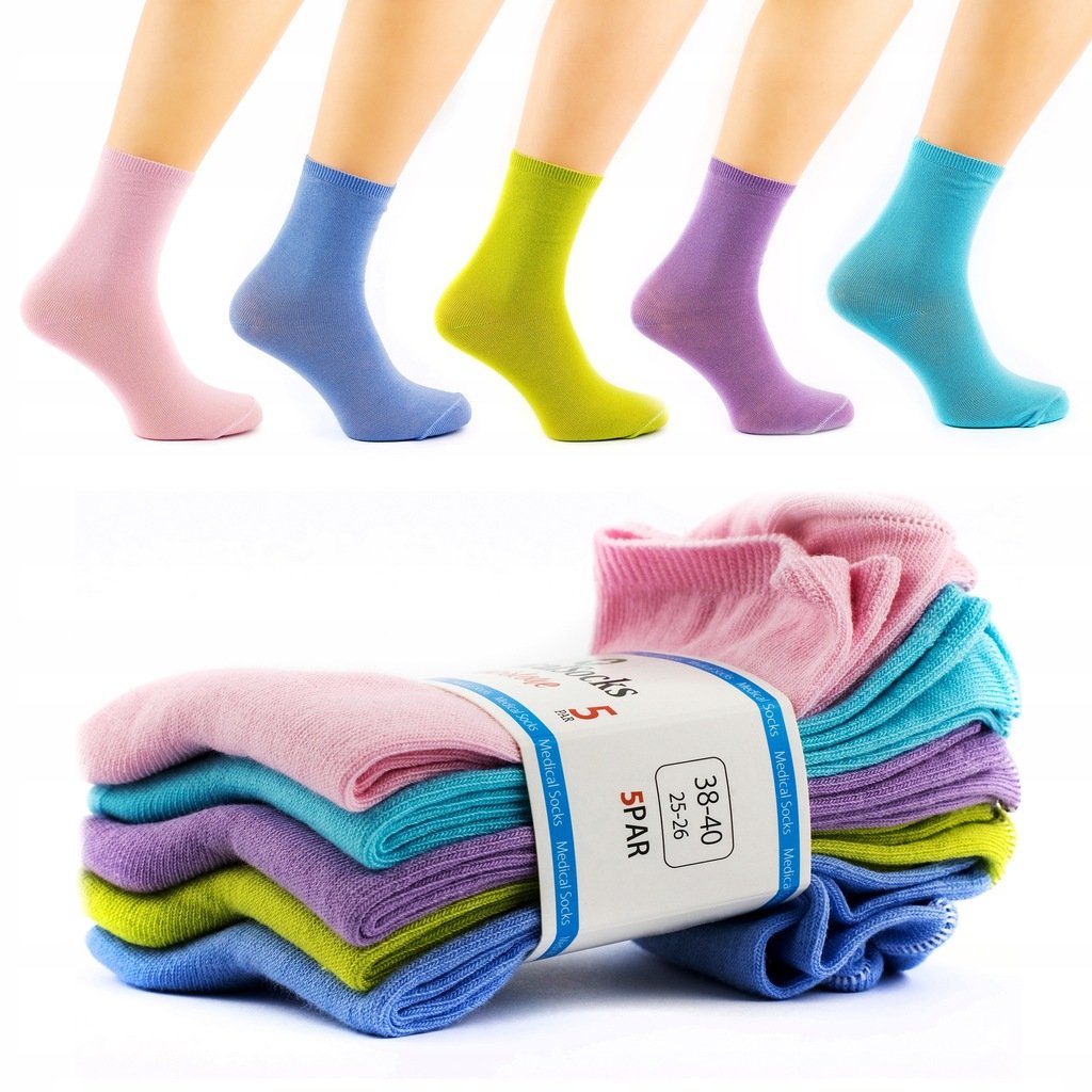 5X Skarpetki Skarpety Medyczne Bezuciskowe Damskie 38-40