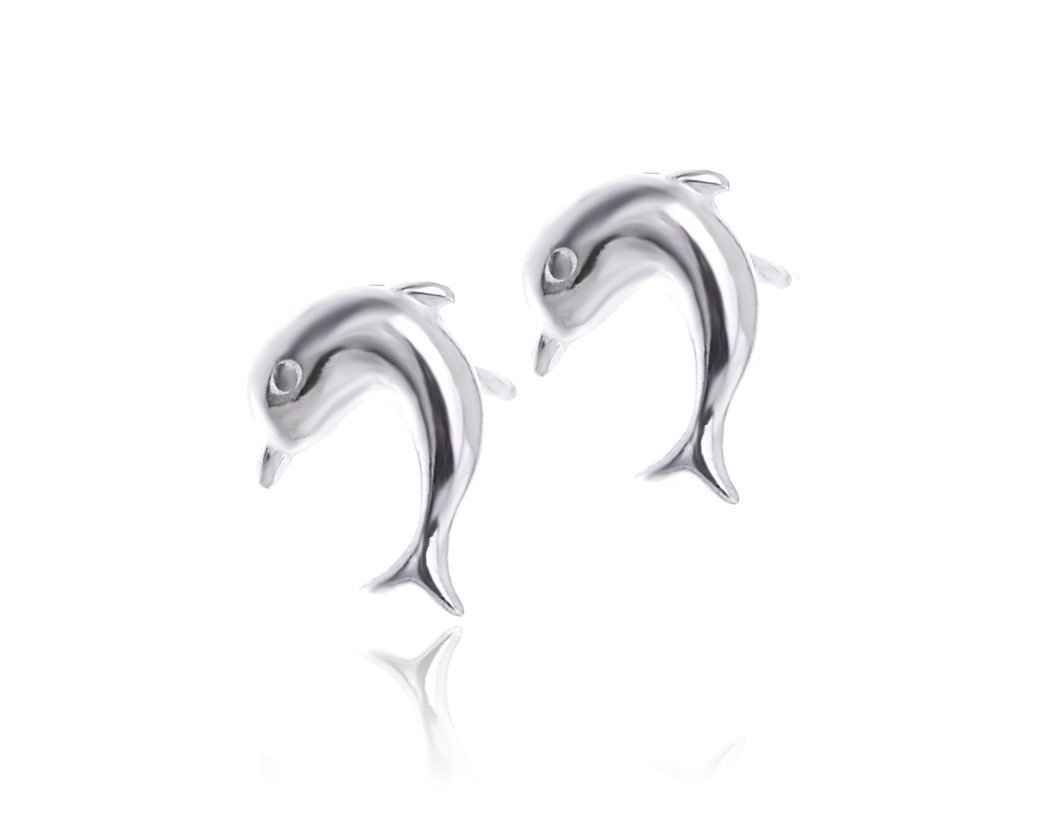 Srebrne Kolczyki Delfiny Delfin Delfinki 925 13Mm