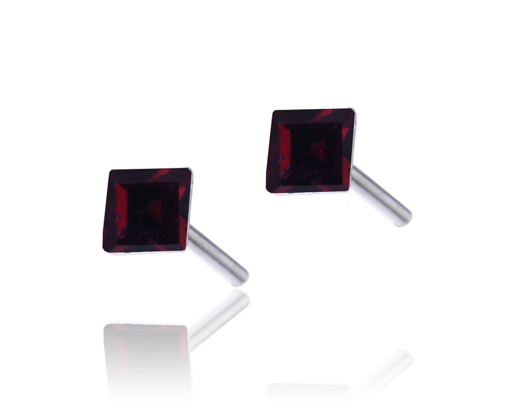 Srebrne Kolczyki Cyrkonia Rubinowa 3Mm Srebro 925