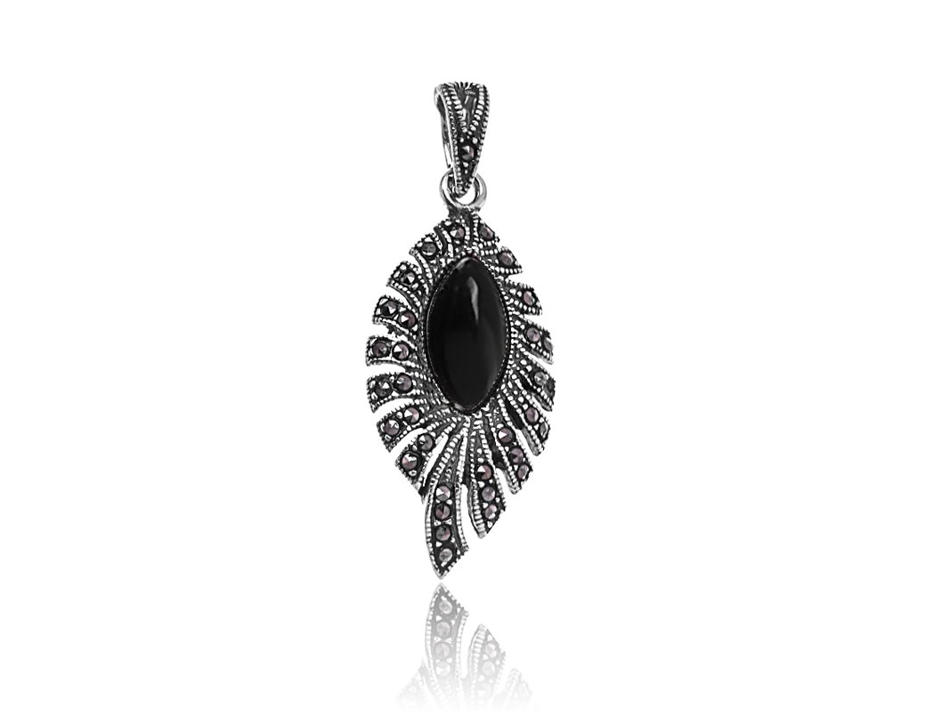 Srebrny Wisiorek Boho Markazyty Onyks Srebro 925