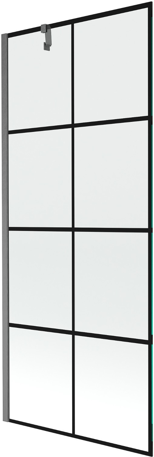 Mexen Next parawan nawannowy 1-skrzydłowy 80 x 150 cm, czarny wzór, gun gray szczotkowany - 895-080-000-00-77-66