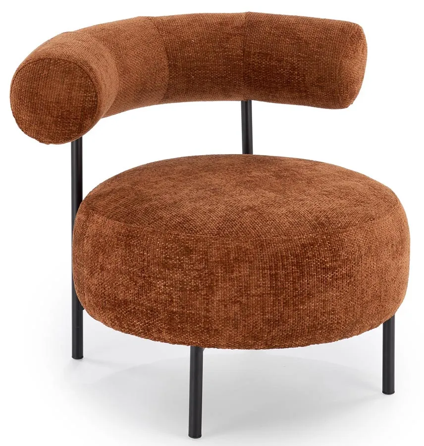 Cynamonowy designerski fotel wypoczynkowy - Roger