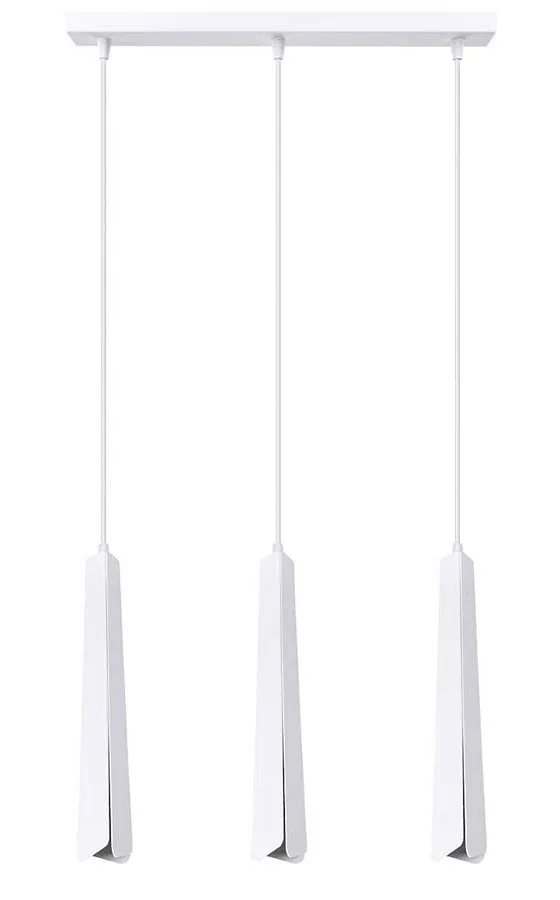 Biała lampa wisząca na listwie z 3 długimi kloszami - A611 L9-L55