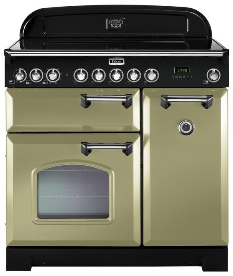 Kuchnia z płytą ceramiczną FALCON Classic Deluxe 90 Oliwkowy chrom
