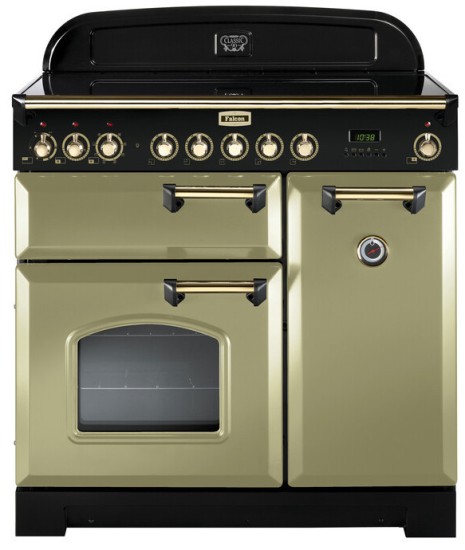 Kuchnia z płytą ceramiczną FALCON Classic Deluxe 90 Oliwkowy mosiądz